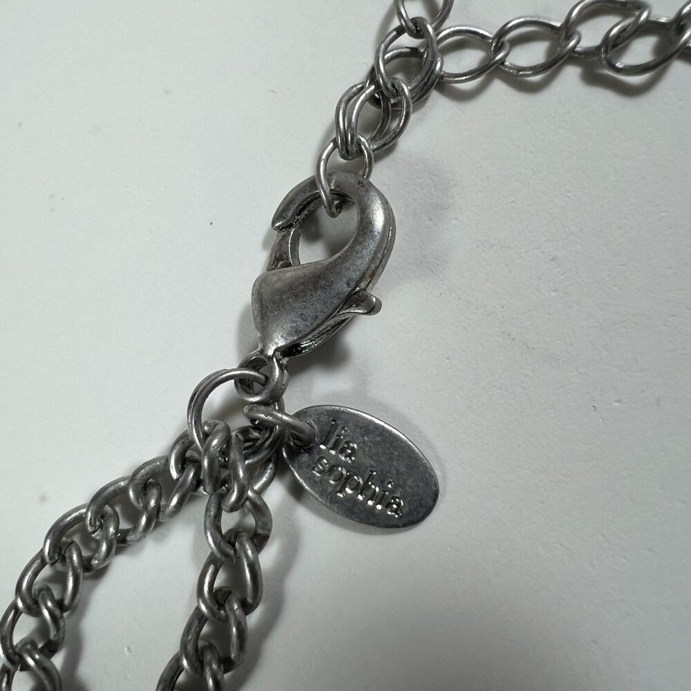 Statement Silver-Tone Necklace With Blue & Crystal Accents By J. Sophie - Picture 3 of 3